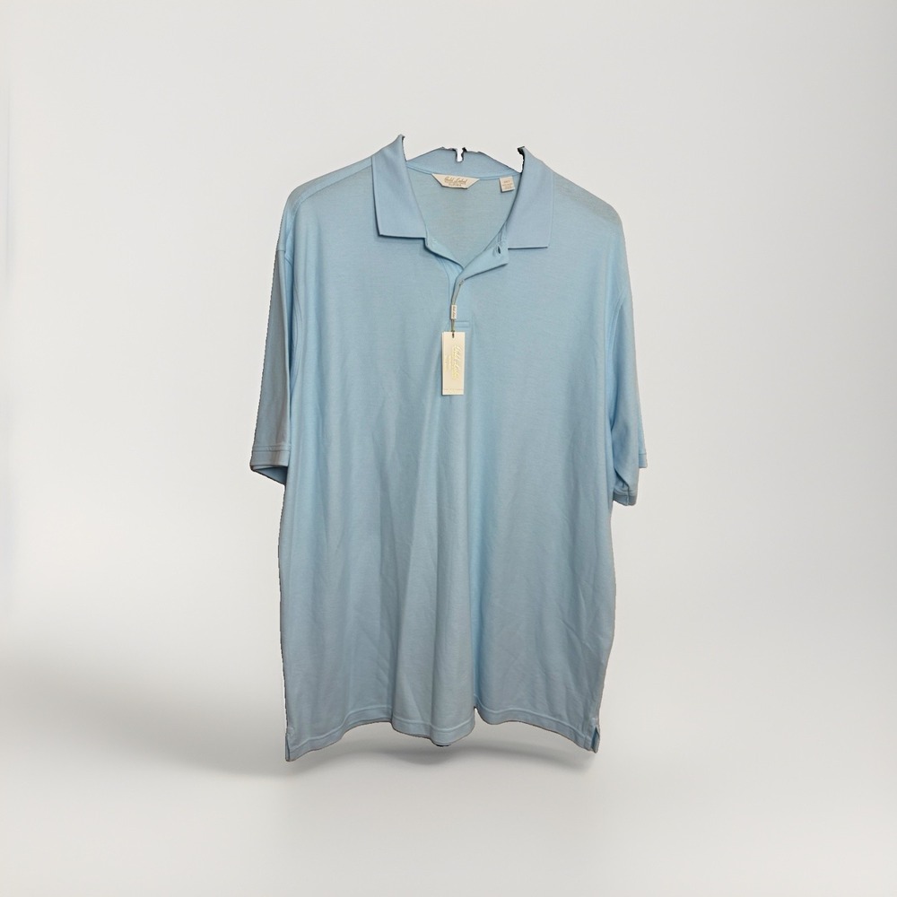 Roundtree Yorke Gold Label Mens 4XT Light Blue Supima Cotton Polo Tall NEW F200